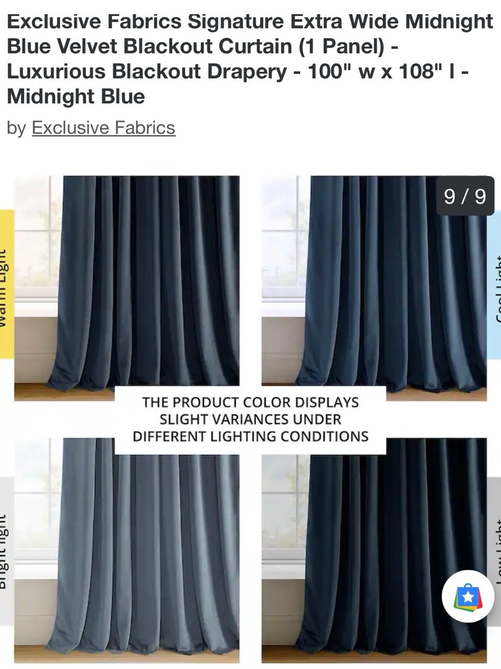 Signature Midnight Blue Velvet Blackout Curtain Panel